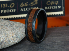 The Apollo | Black Tungsten Wedding Band with Tennessee Whiskey Barrel Wood Inlay