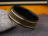 The Castor | Black Titanium Wedding Band with Tennessee Whiskey Barrel Wood Inlay