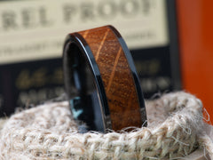 The Barrel | Weathered Whiskey Wood and Black Ceramic Ring
