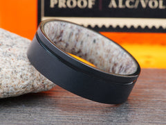 The Shotgun | Sandblasted Tungsten Ring with Deer Antler Inner Sleeve