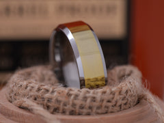 The Helios | Gold Tungsten Ring with Beveled Edges