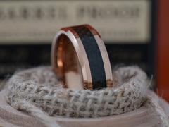 The Overlord | Rose Gold Tungsten Ring with Carbon Fiber Inlay