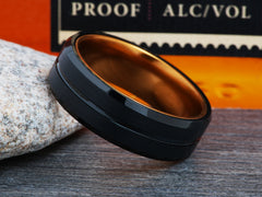 The Champagne | Black Tungsten Ring with Anodized Aluminum Sleeve