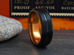 The Champagne | Black Tungsten Ring with Anodized Aluminum Sleeve