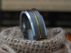 The Minimalist | Silver Tungsten Ring with Gold Plated Groove