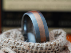 The Super Dome | Tungsten Ring with Rose Gold Plated Center