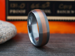The Super Dome | Tungsten Ring with Rose Gold Plated Center