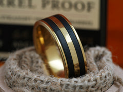 The Midas | Gold Titanium Wedding Band with Satin Black Titanium Inlay