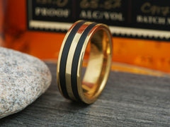 The Midas | Gold Titanium Wedding Band with Satin Black Titanium Inlay