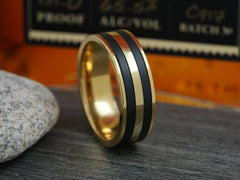 The Midas | Gold Titanium Wedding Band with Satin Black Titanium Inlay