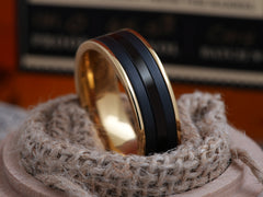 The Anubis | Gold and Black Titanium Ring