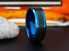The Ovation | Blue Tungsten Wedding Band with Carbon Fiber Inlay