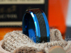 The Ovation | Blue Tungsten Wedding Band with Carbon Fiber Inlay