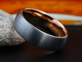 The Honor | Tungsten Wedding Band with Rose Gold Plated Interior
