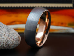 The Honor | Tungsten Wedding Band with Rose Gold Plated Interior