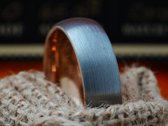 The Honor | Tungsten Wedding Band with Rose Gold Plated Interior