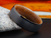 The Dominus | Gray Tungsten Wedding Band with Tennessee Whiskey Barrel Wood Inner Sleeve