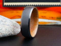 The Dominus | Gray Tungsten Wedding Band with Tennessee Whiskey Barrel Wood Inner Sleeve
