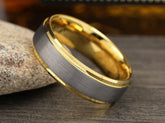 The Lysius | Tungsten Wedding Band with Gold Plated Edges and Inside