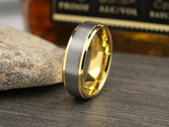 The Lysius | Tungsten Wedding Band with Gold Plated Edges and Inside