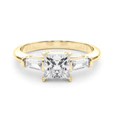 3 Stone Ring Square Center Taper Bagutte Sides - TN85338