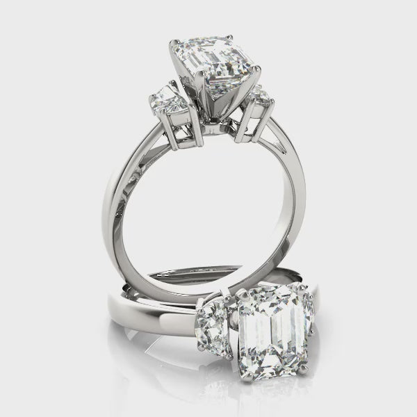 Engagement Rings 3 Stone Traps & Halfmoons - TN84113