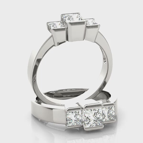 Engagement Rings 3 Stone Princess - TN82572