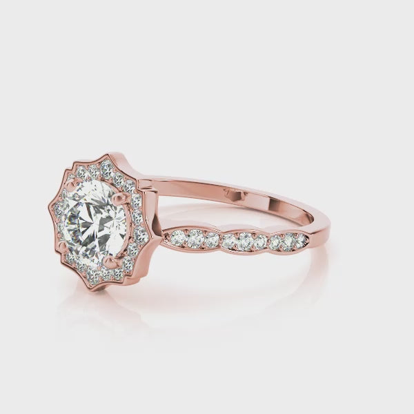 Scalloped Round Halo Ring - TN84997