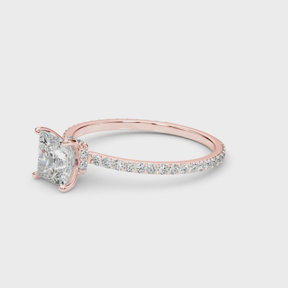 Hidden Halo Princess Cut Center Single Row - TN85295