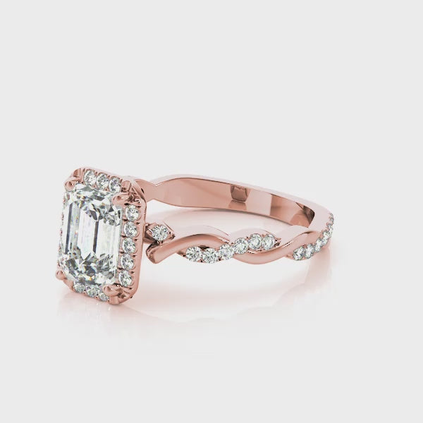 Braided Shank With Emerald Cut Halo Head - TN51088-E