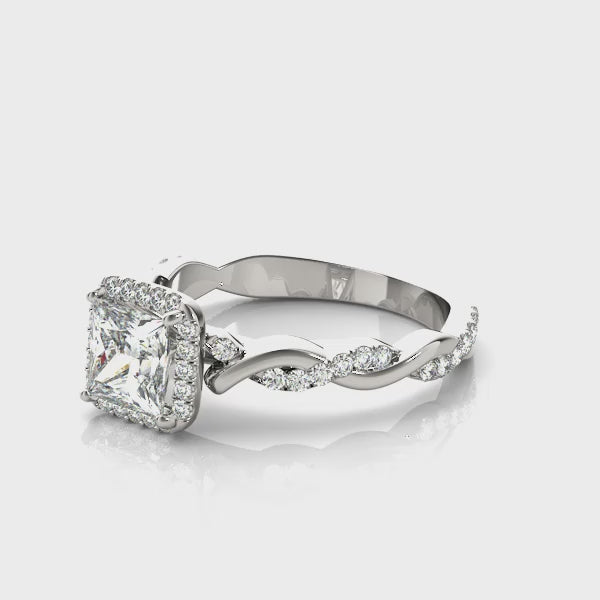 Braided Shank With Princess Cut Halo Head - TN51082-E