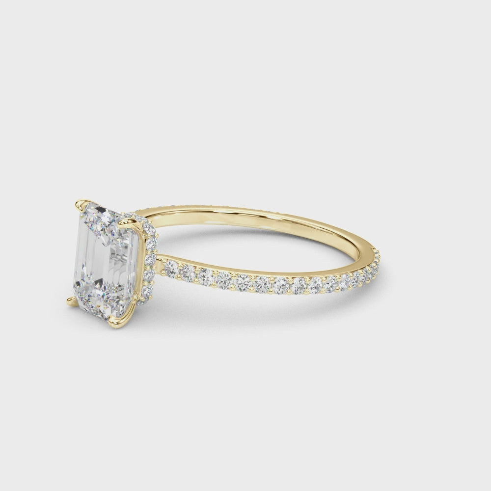 Hidden Halo Emerald Cut Center Single Row - TN85294