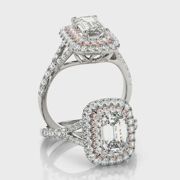 Engagement Rings Emerald Cut Halo - TN50951-E