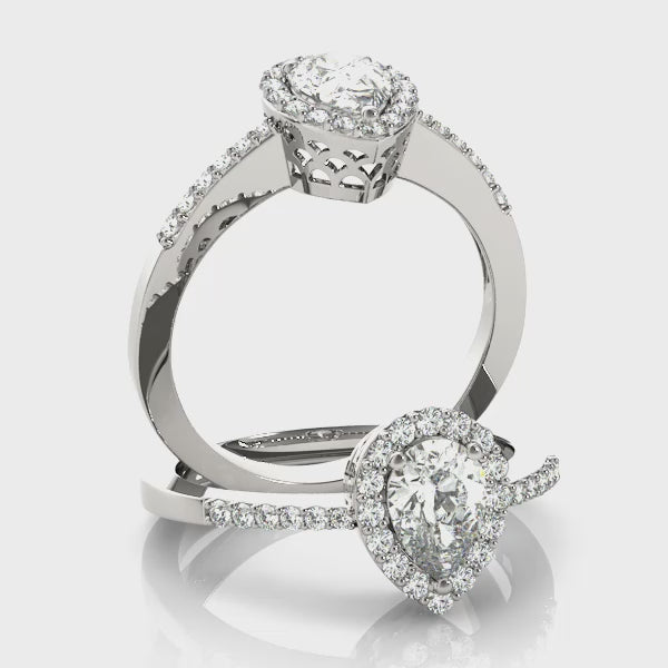 Engagement Rings Halo Pear & Trillion - TN83498