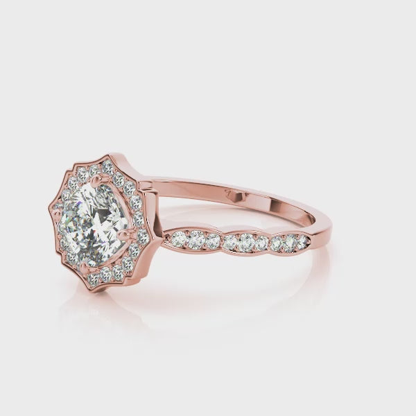 Scalloped Cushion Halo Ring - TN84996