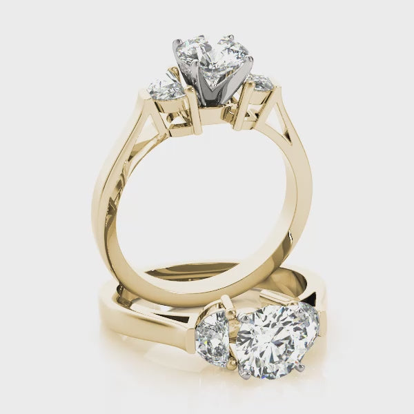 Engagement Rings 3 Stone Traps & Halfmoons - TN84114