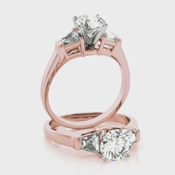 Engagement Rings 3 Stone Traps & Halfmoons - TN84111
