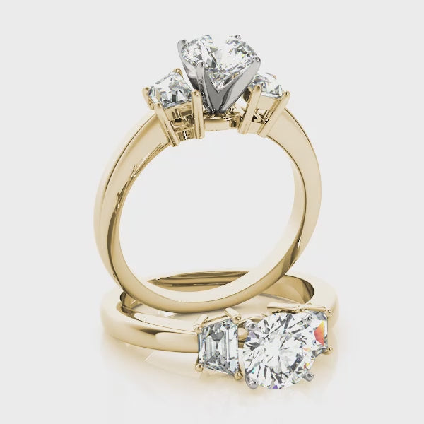 Engagement Rings 3 Stone Traps & Halfmoons - TN84112