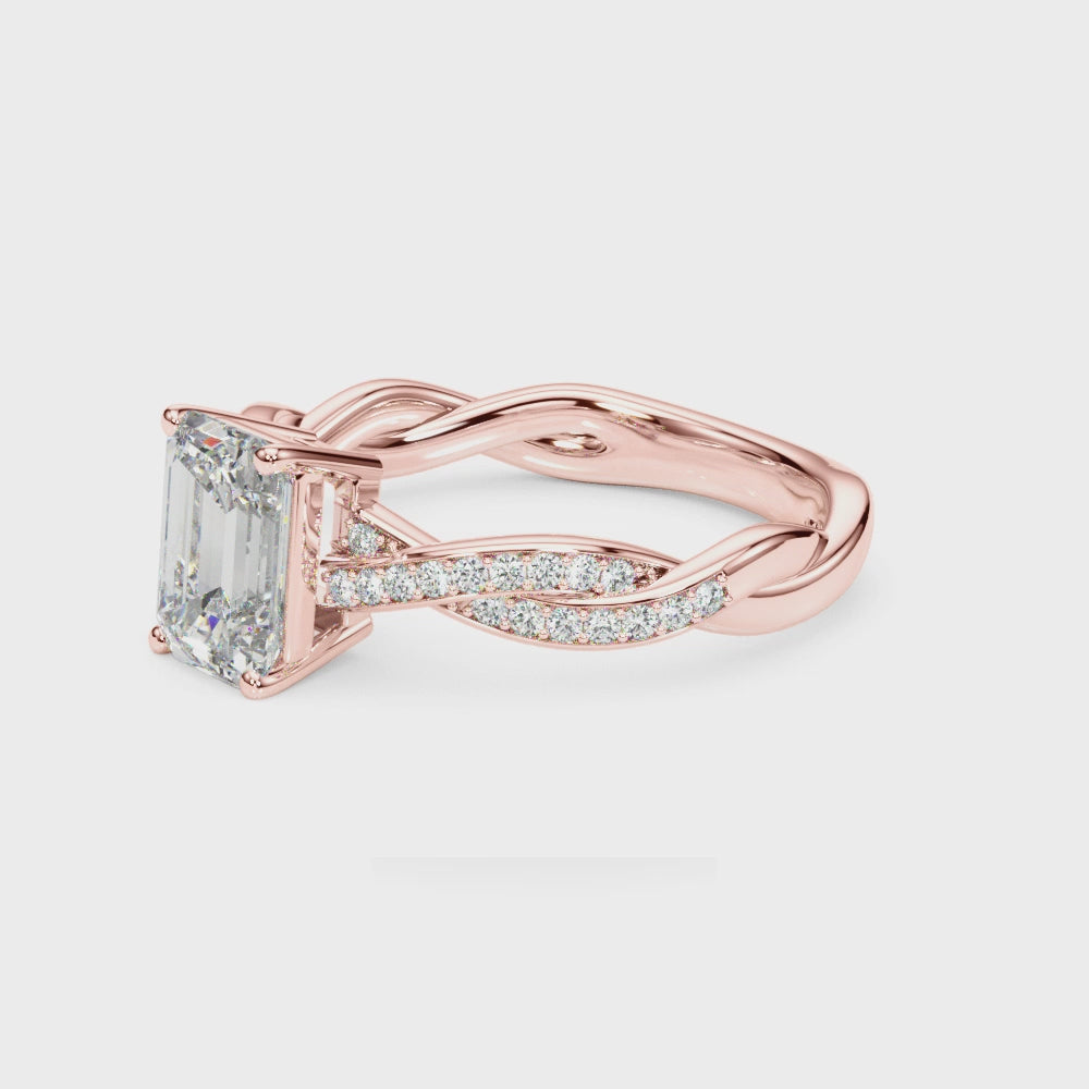 Emerald Cut Ring With Braided Shank - TN85001