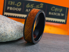 The Barrel | Weathered Whiskey Wood and Black Ceramic Ring