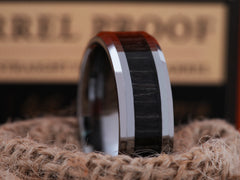 The Lincoln | Tungsten Wedding Band with Exotic Wood Inlay and beveled edges
