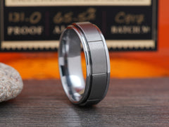 The Racer | Tungsten Ring with Tire Tread Grooves