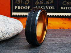 The Champagne | Black Tungsten Ring with Anodized Aluminum Sleeve