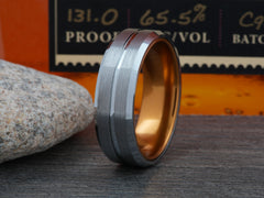 The Hidden Champagne | Silver Tungsten Ring with Anodized Aluminum Sleeve