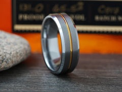 The Minimalist | Silver Tungsten Ring with Gold Plated Groove