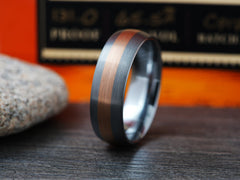 The Super Dome | Tungsten Ring with Rose Gold Plated Center
