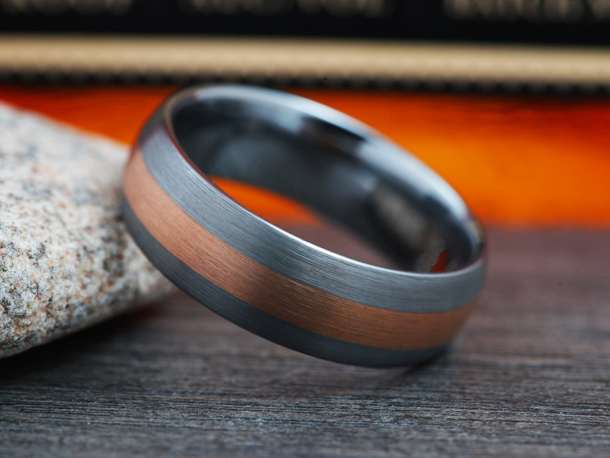 The Super Dome | Tungsten Ring with Rose Gold Plated Center
