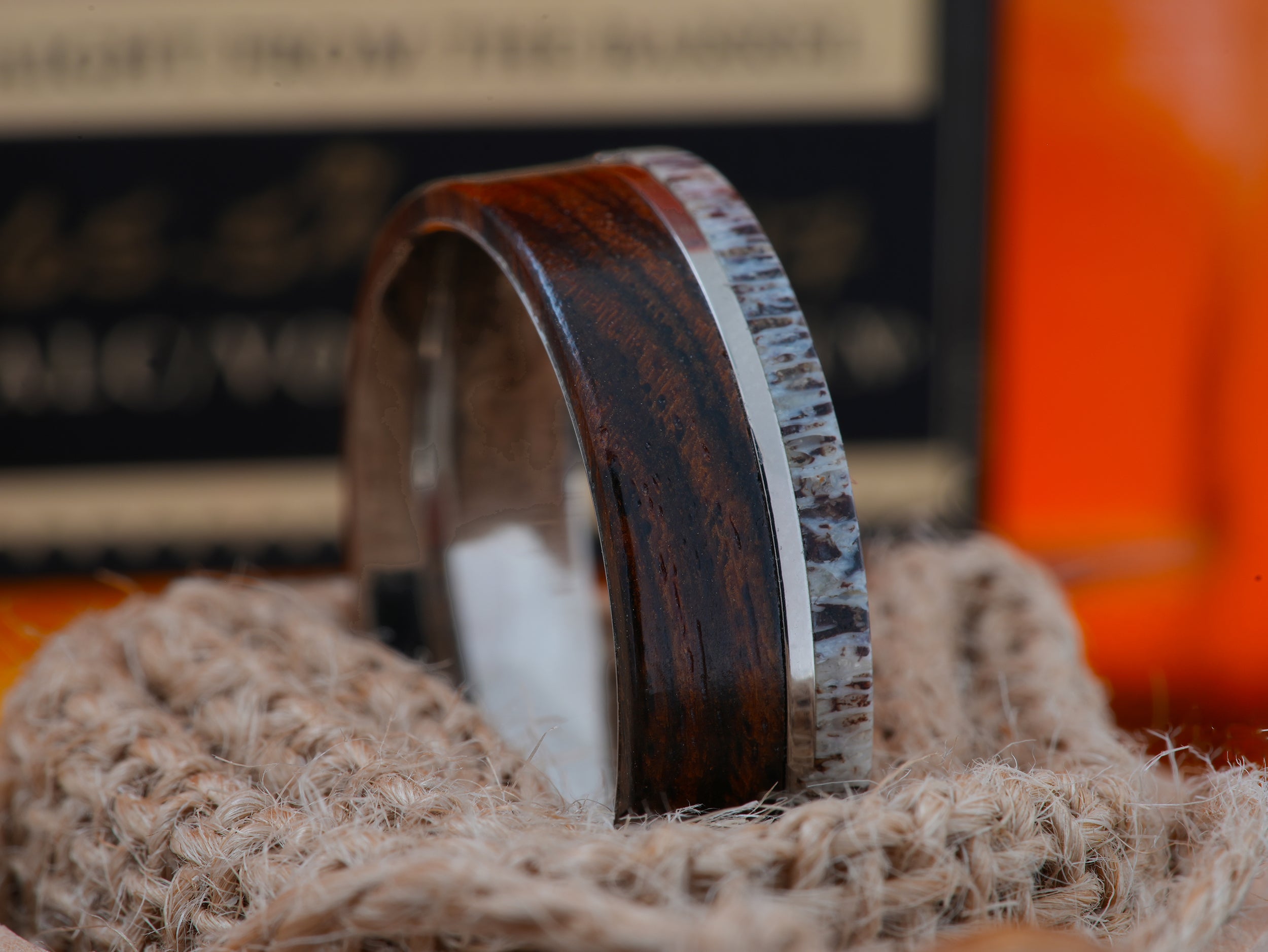 The Bocote | Titanium Ring with Bocote Wood and Deer Antler