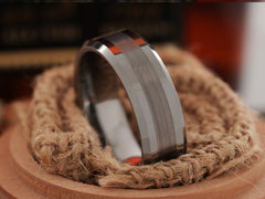 The Forte | Brushed Center Tungsten Wedding Band with Beveled Edges