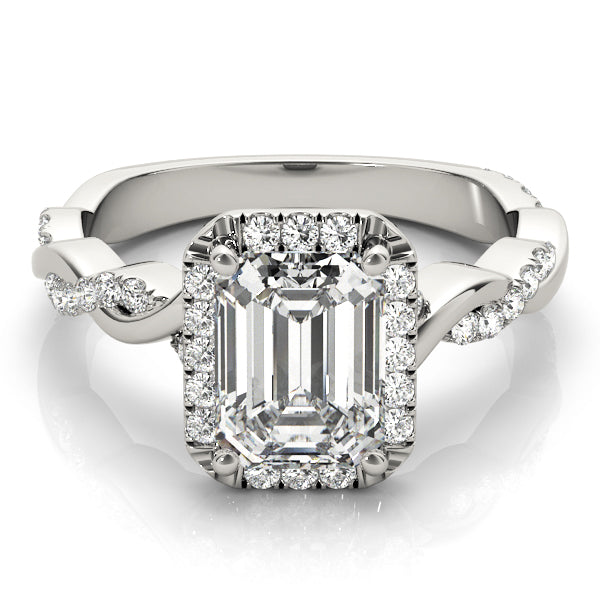 Braided Shank With Emerald Cut Halo Head - TN51088-E